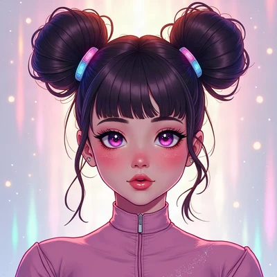 y2k pfp — liquid metal heart, pearlescent surface, pink to cyan gradient background