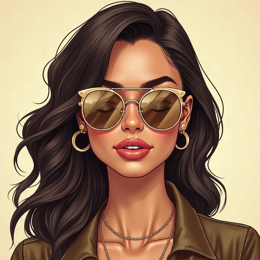 Baddie PFPs — designer-style sunglasses reflection, champagne gold shimmer, chrome accents