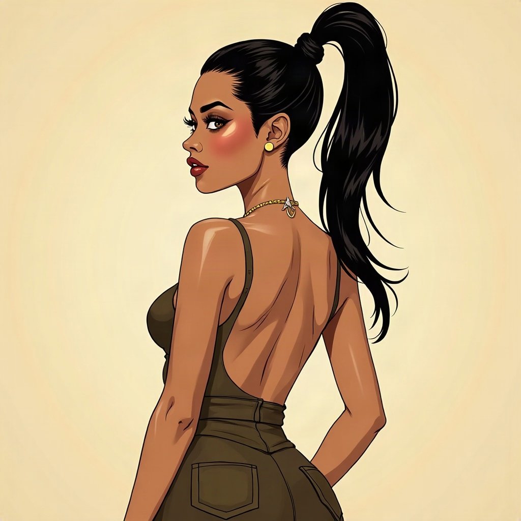 Baddie PFPs — sleek high ponytail silhouette, champagne gold shimmer, chrome accents