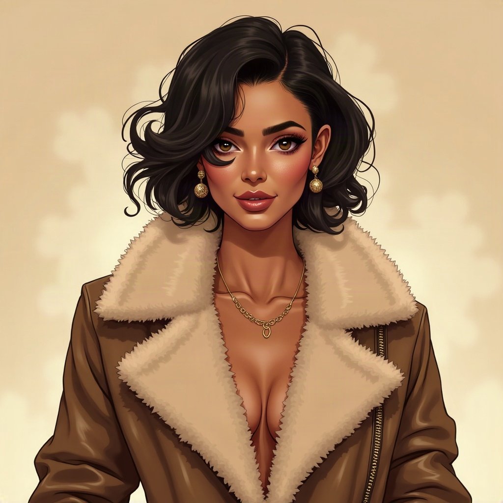 Baddie PFPs — fur-collar jacket confident pose, champagne gold shimmer, soft smoke