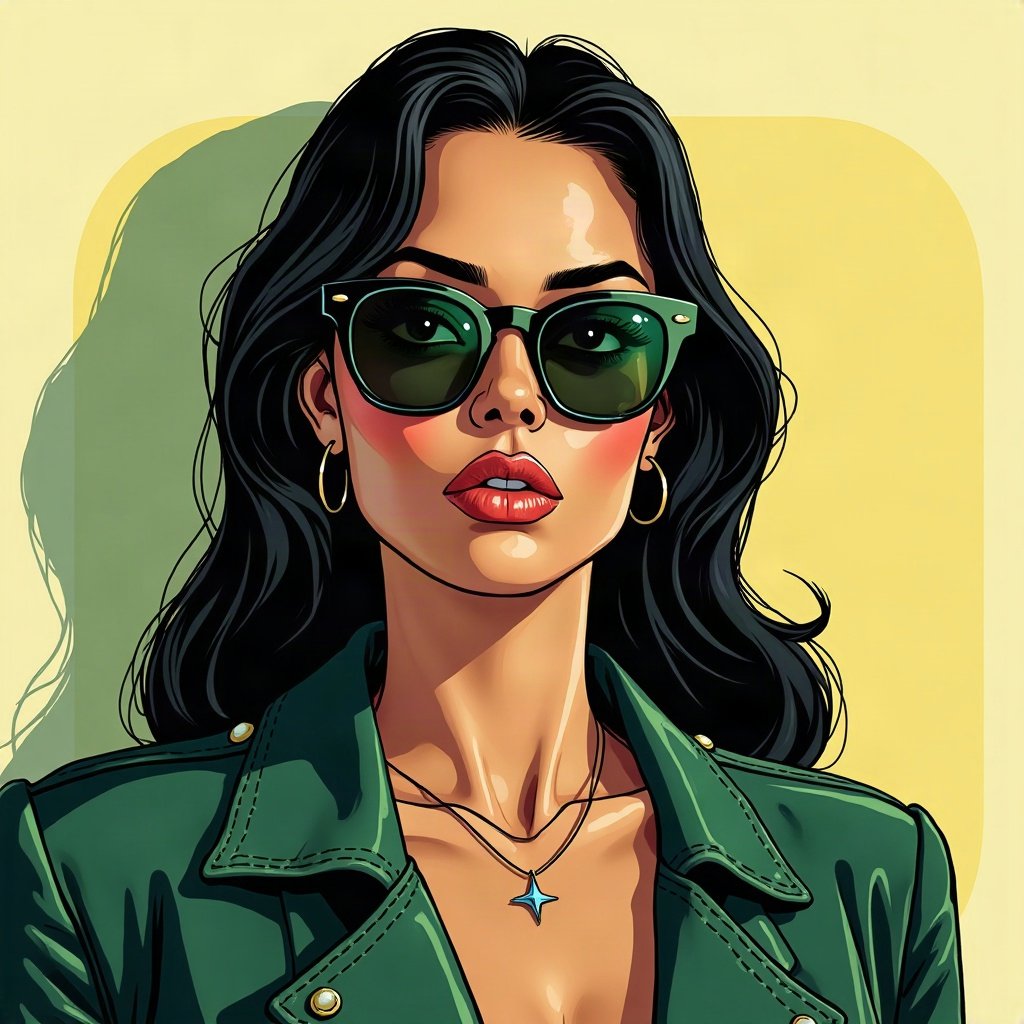 Baddie PFPs — designer-style sunglasses reflection, money-green accent lighting, sparkle highlights