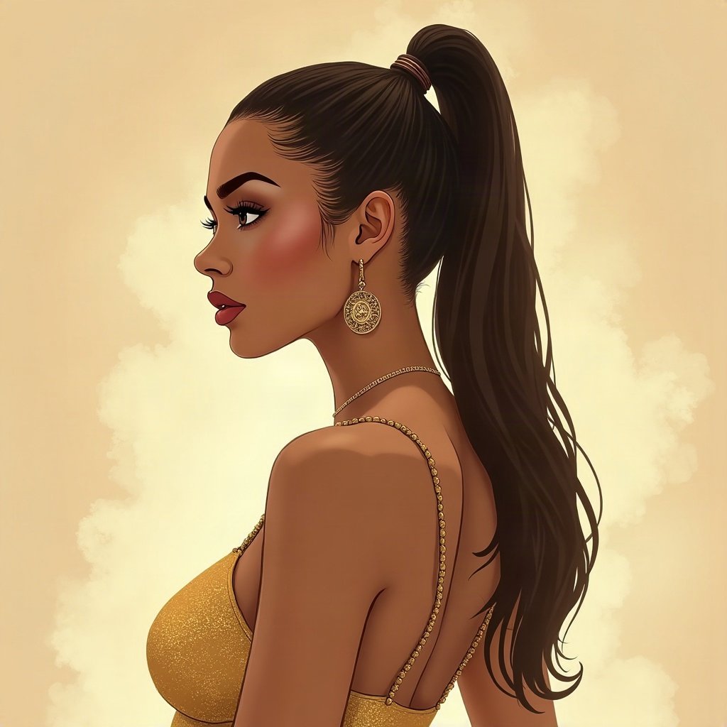 Baddie PFPs — sleek high ponytail silhouette, champagne gold shimmer, soft smoke