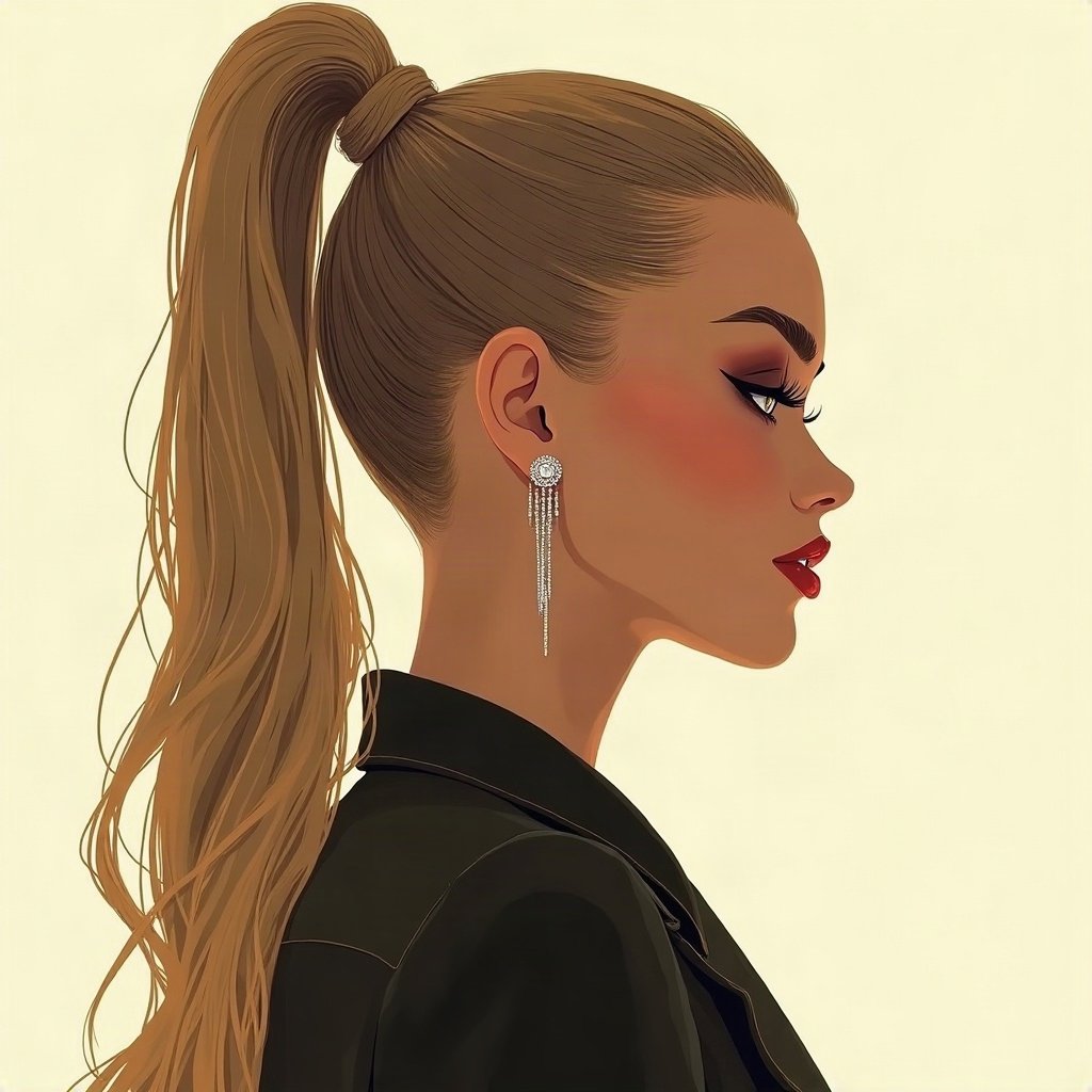 Baddie PFPs — sleek high ponytail silhouette, champagne gold shimmer, chrome accents