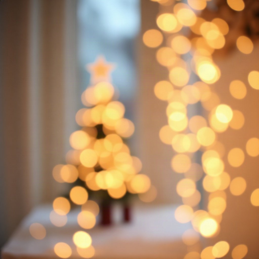 christmas pfp — golden fairy lights bokeh, cozy claymation look, pastel candy christmas palette