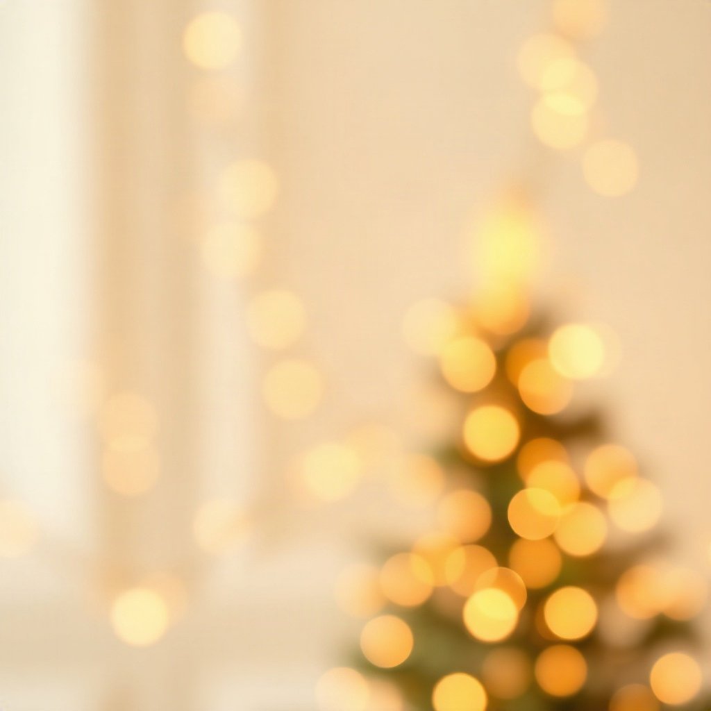 christmas pfp — golden fairy lights bokeh, flat festive cartoon, warm gold and cream