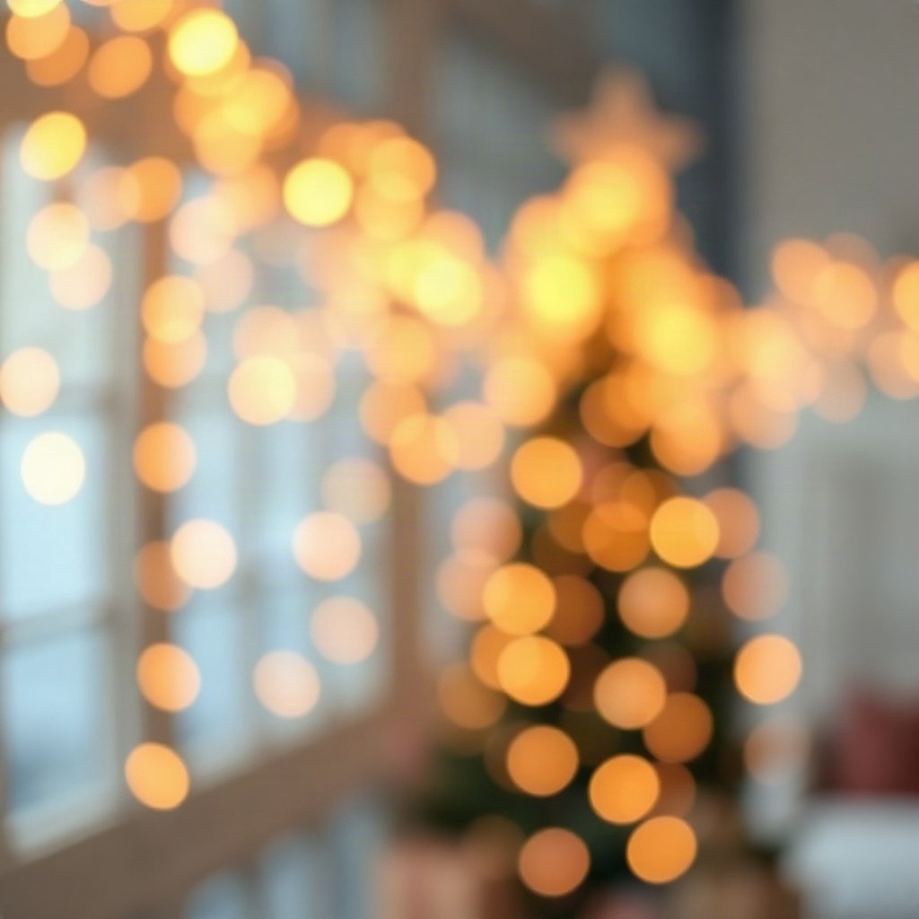 christmas pfp — golden fairy lights bokeh, flat festive cartoon, pastel candy christmas palette