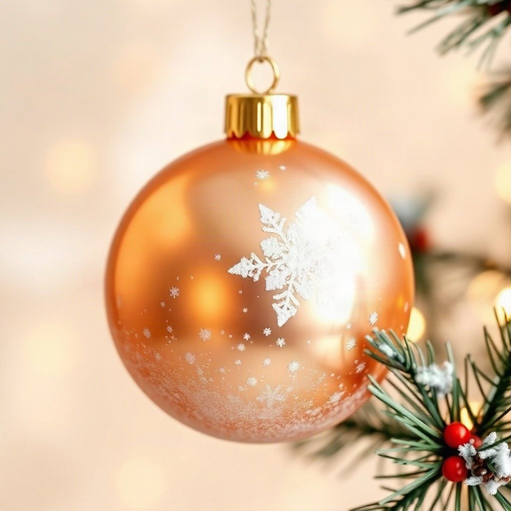 christmas pfp — glossy ornament ball with snow reflection, cozy claymation look, pastel candy christmas palette