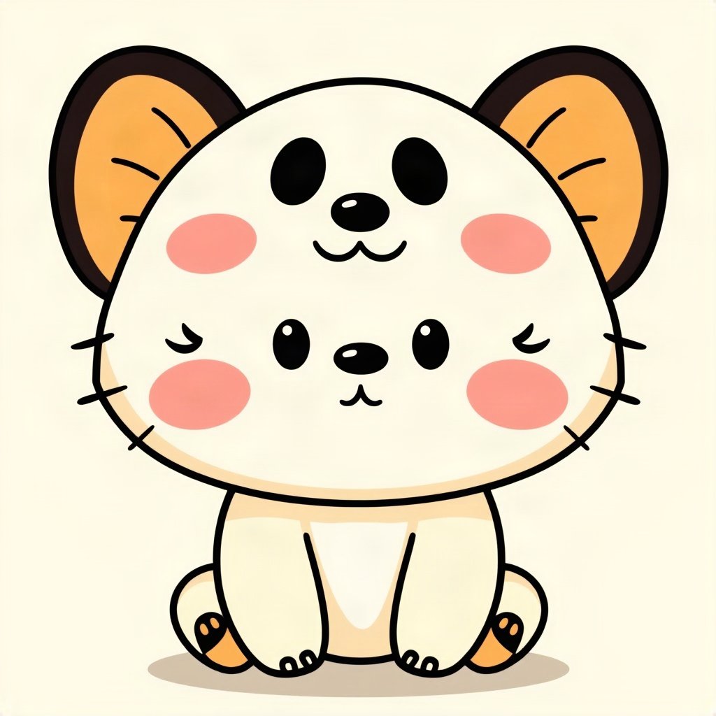cutecore pfp — baby panda, butter yellow palette, rosy blush cheeks