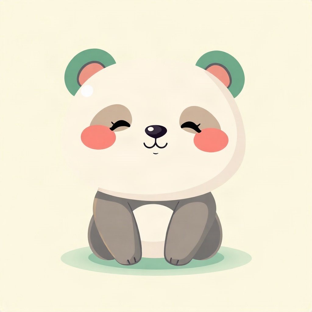 cutecore pfp — baby panda, mint and cream palette, rosy blush cheeks