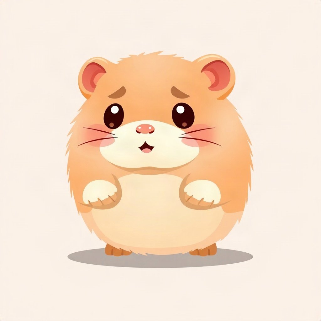 cutecore pfp — round fluffy hamster, peach and cream palette, rosy blush cheeks