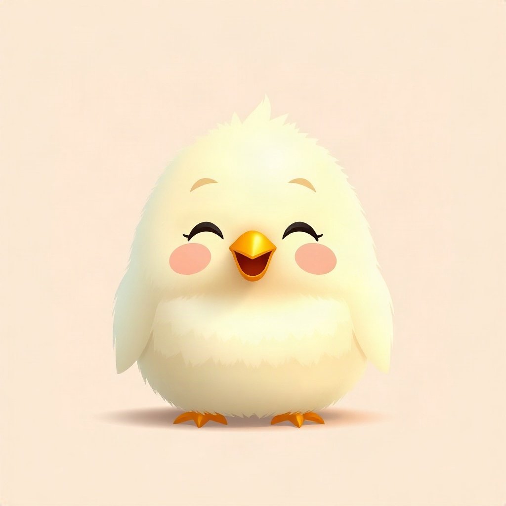 cutecore pfp — fluffy baby chick, mint and cream palette, tiny open-mouth smile