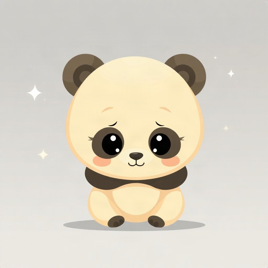cutecore pfp — baby panda, butter yellow palette, small sparkles around