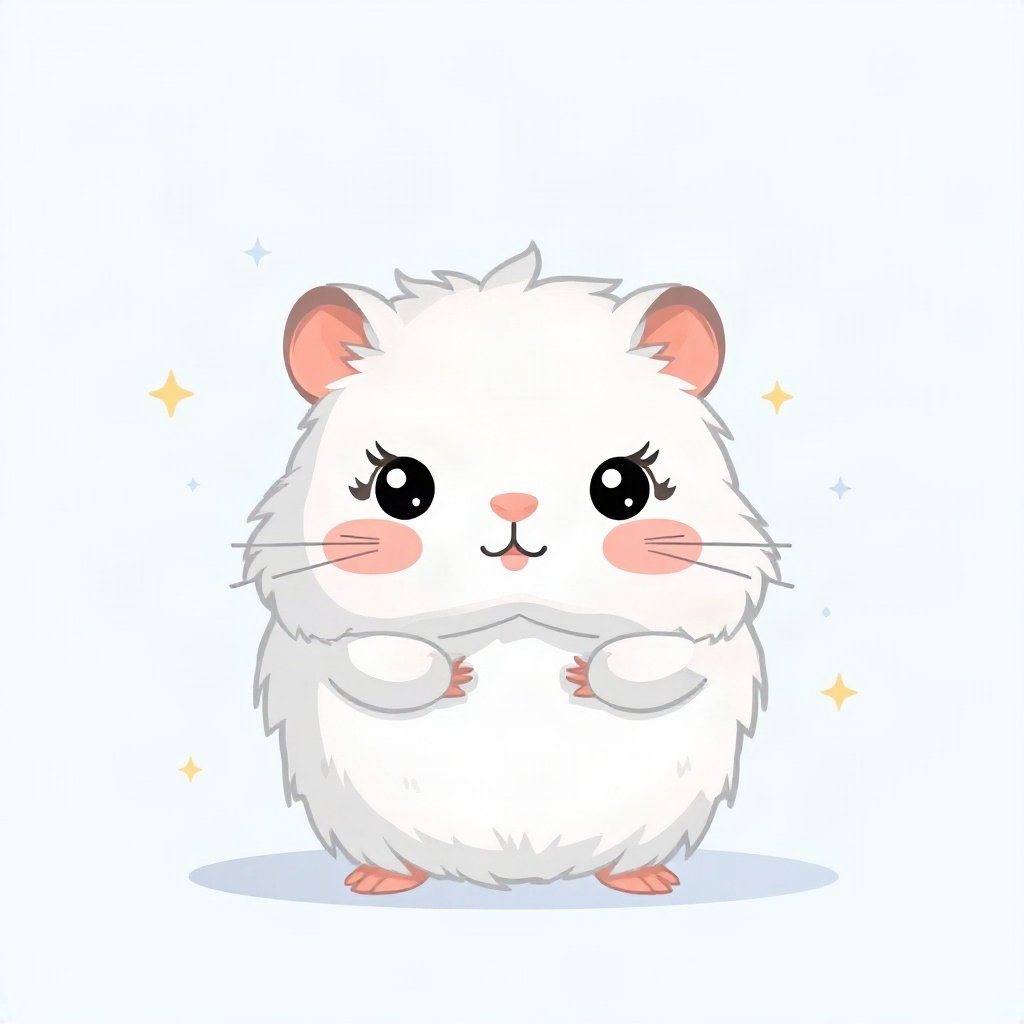 cutecore pfp — round fluffy hamster, soft sky blue palette, small sparkles around