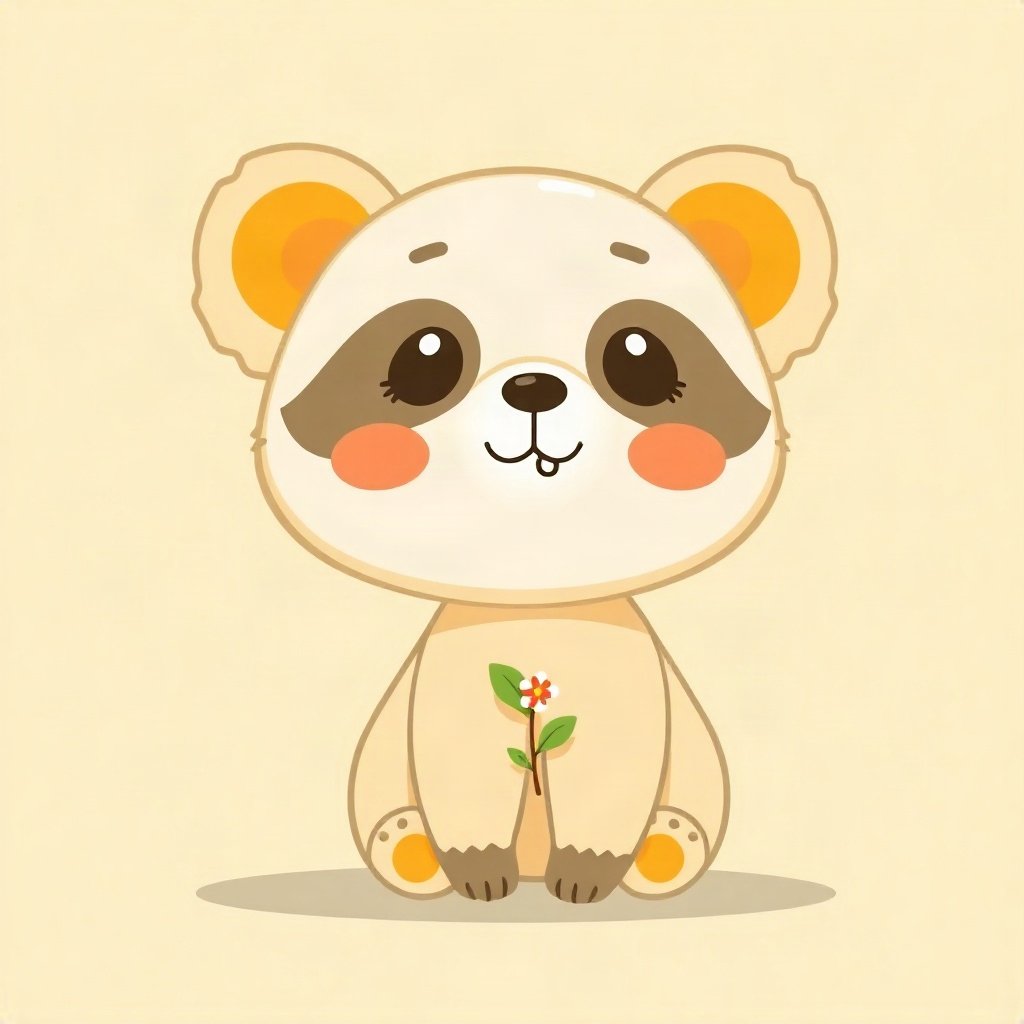 cutecore pfp — baby panda, butter yellow palette, tiny flower accessory
