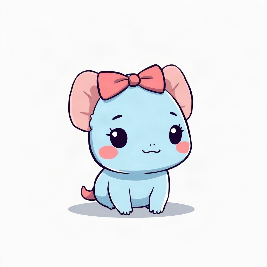 cutecore pfp — tiny axolotl, soft sky blue palette, tiny bow on head