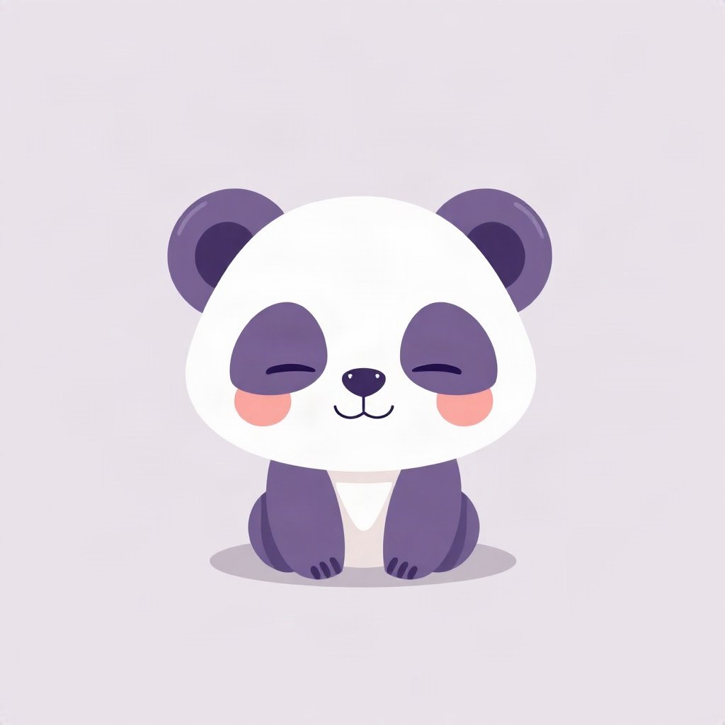 cutecore pfp — baby panda, lavender blush palette, closed happy eyes