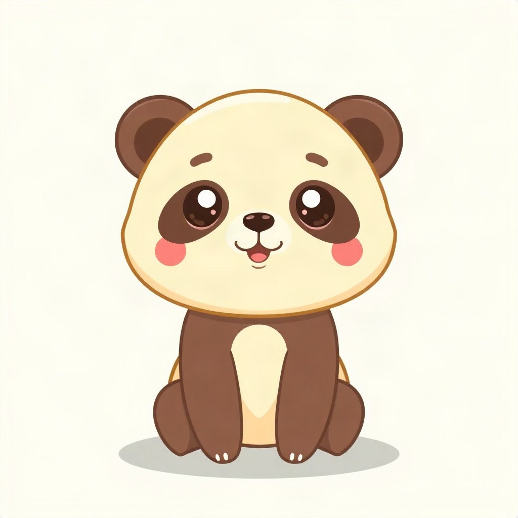 cutecore pfp — baby panda, butter yellow palette, tiny open-mouth smile