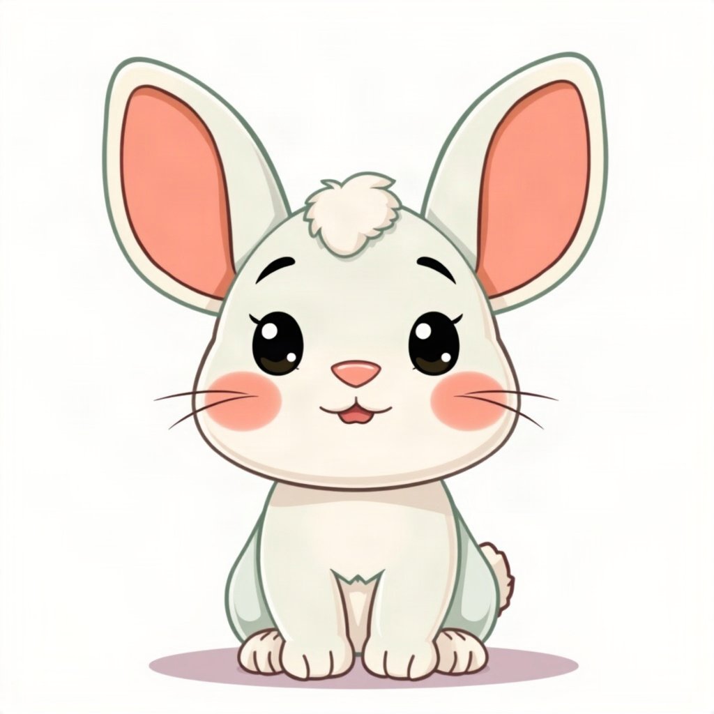 cutecore pfp — chubby bunny with floppy ears, mint and cream palette, rosy blush cheeks