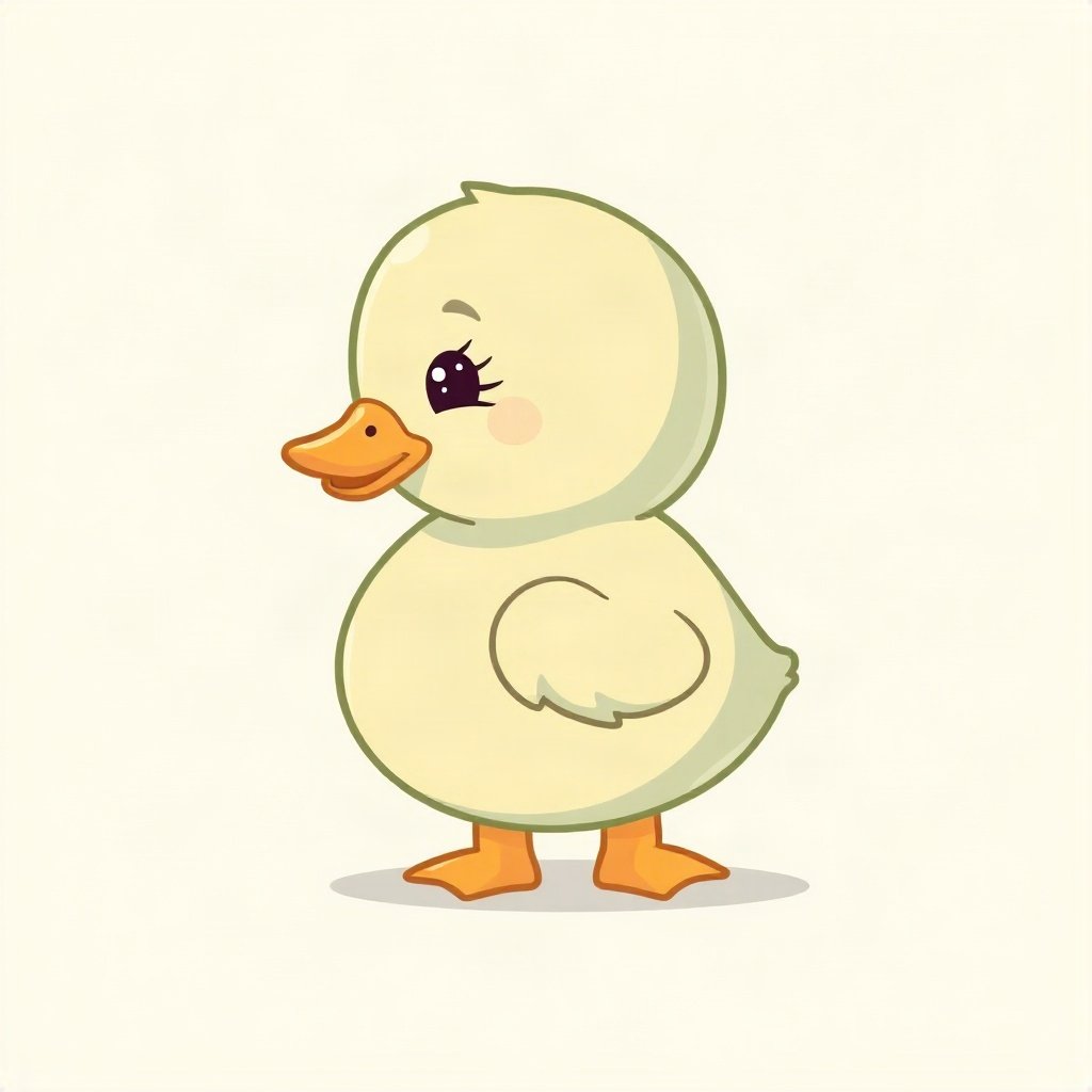 cutecore pfp — baby duckling, sage green pastel palette, tiny flower accessory
