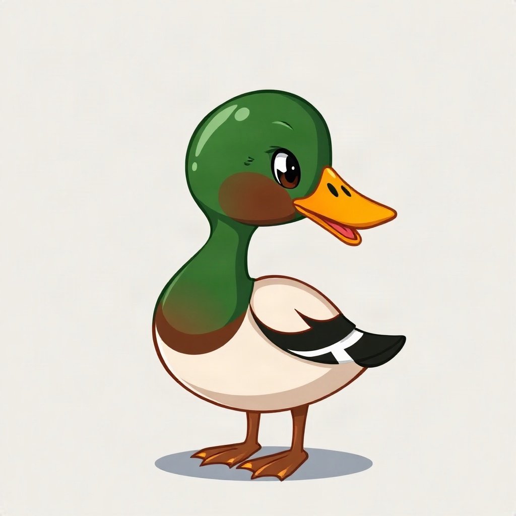 duck pfp — mallard with glossy green head, flat cartoon style