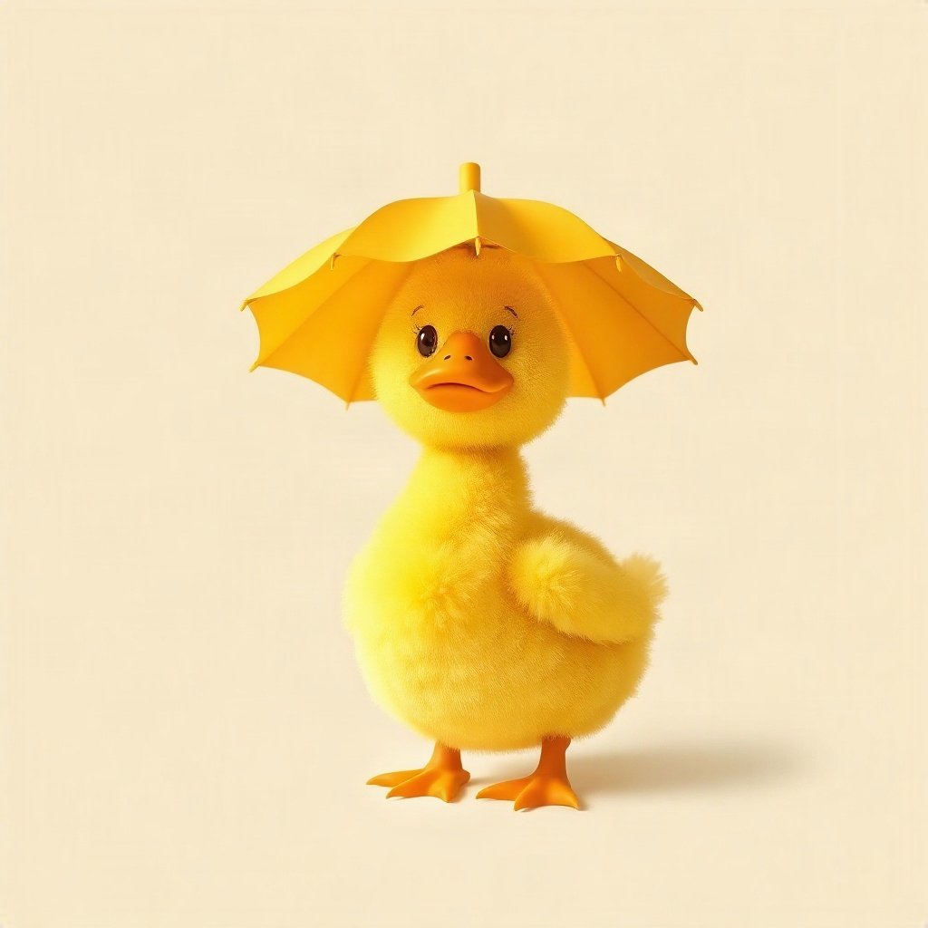 duck pfp — fluffy yellow duckling, claymation look, with a little umbrella