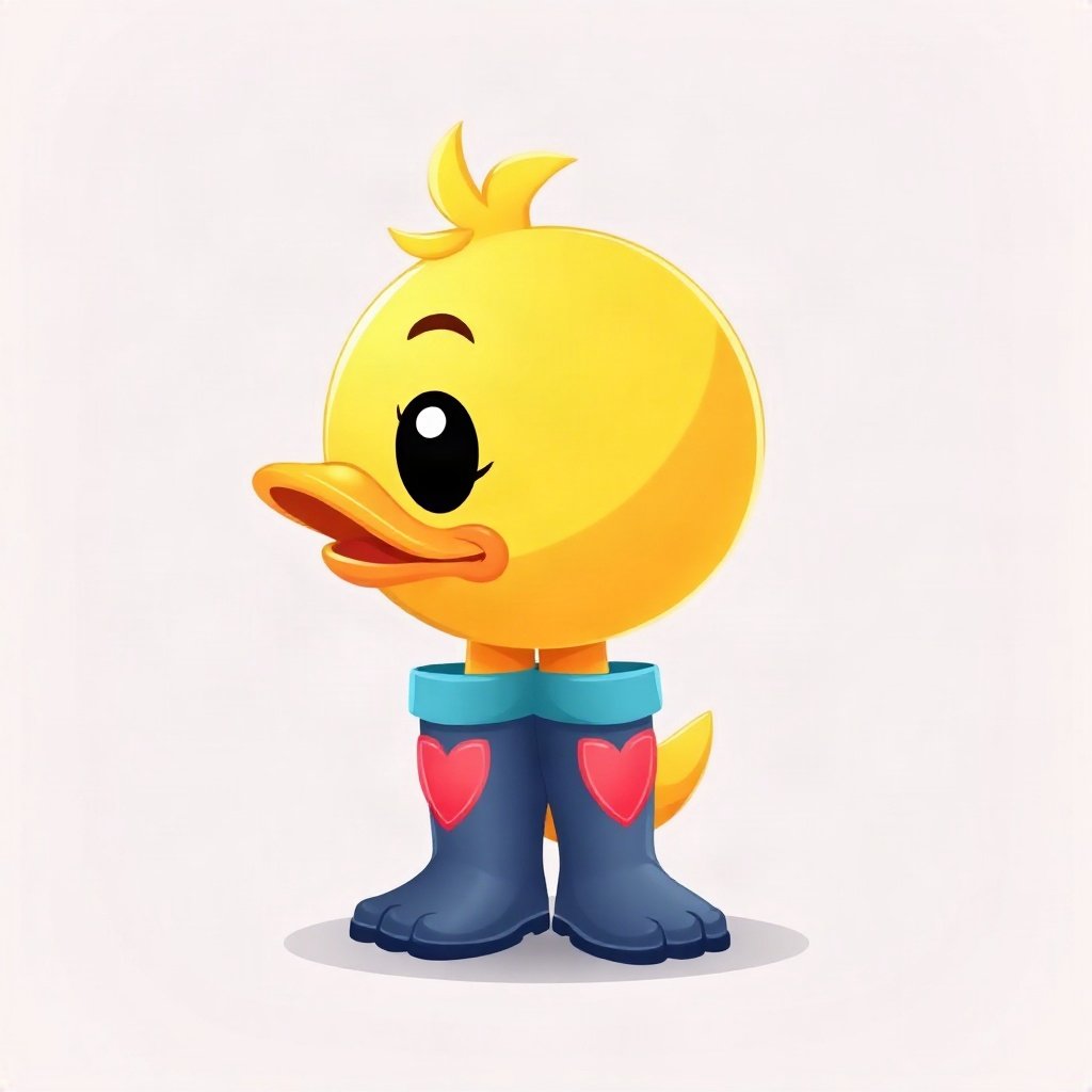 duck pfp — round rubber-duck style character, claymation look, wearing rain boots