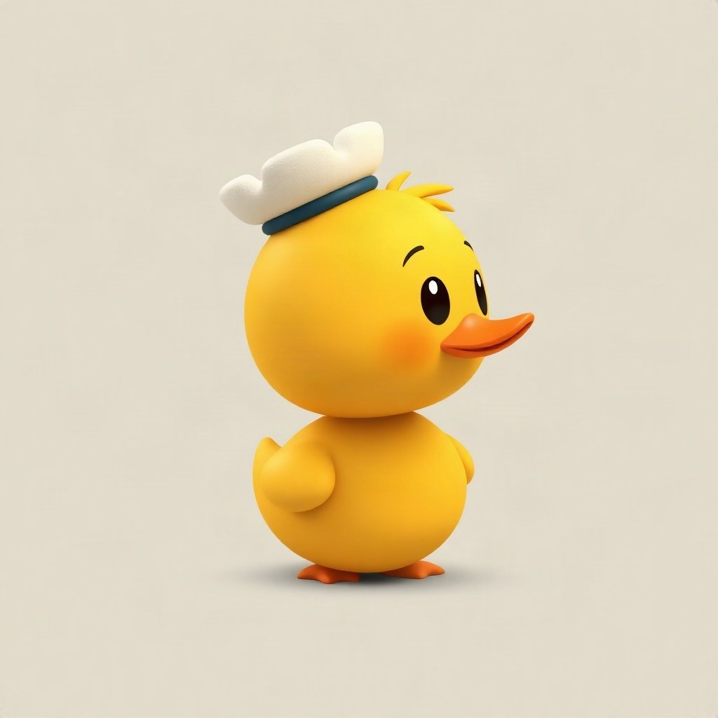duck pfp — round rubber-duck style character, claymation look, wearing a tiny sailor hat