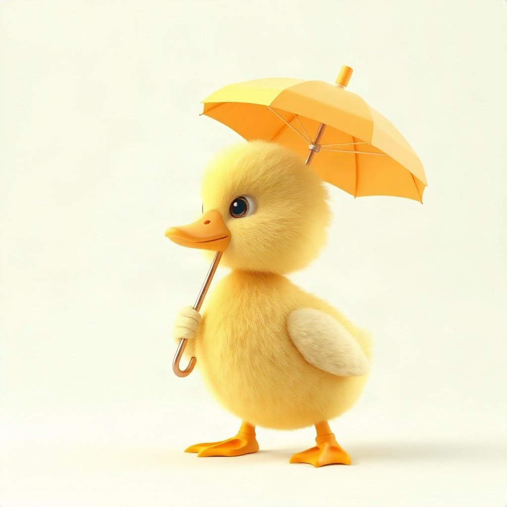 duck pfp — fluffy yellow duckling, soft 3d render, with a little umbrella