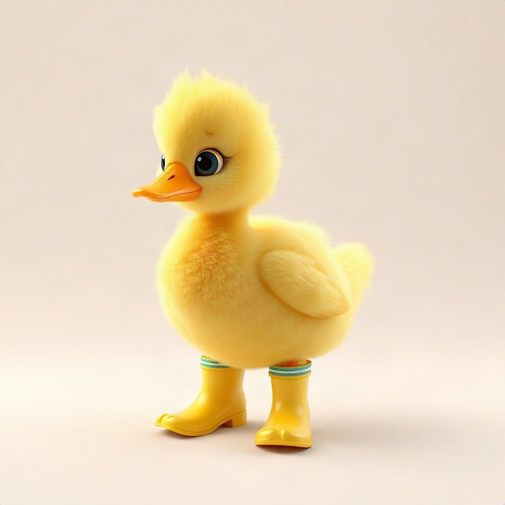 duck pfp — fluffy yellow duckling, soft 3d render, wearing rain boots