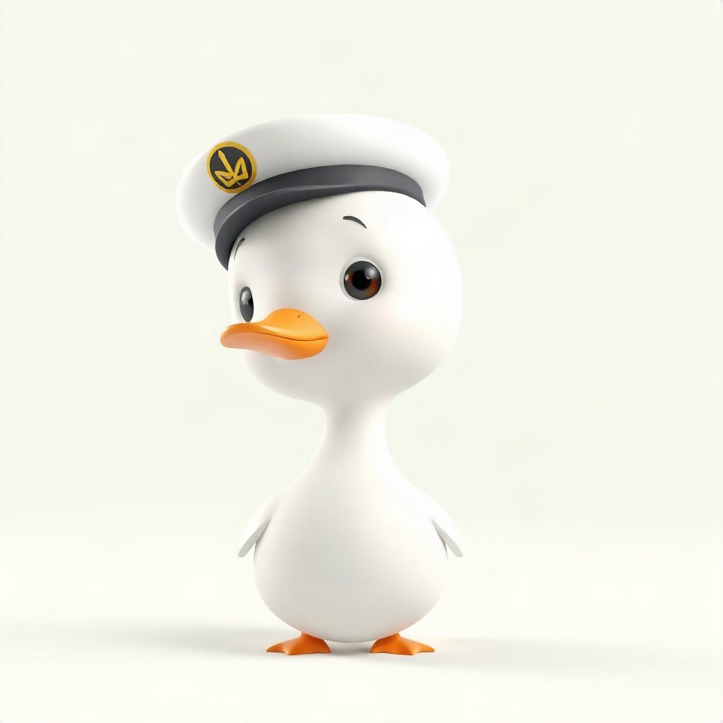 duck pfp — white duck with orange beak, soft 3d render, wearing a tiny sailor hat