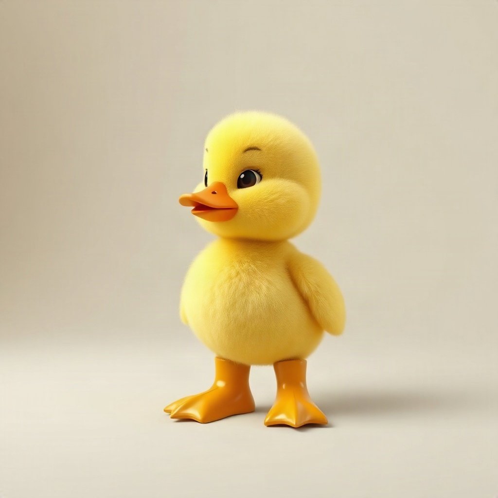 duck pfp — fluffy yellow duckling, soft 3d render, wearing rain boots