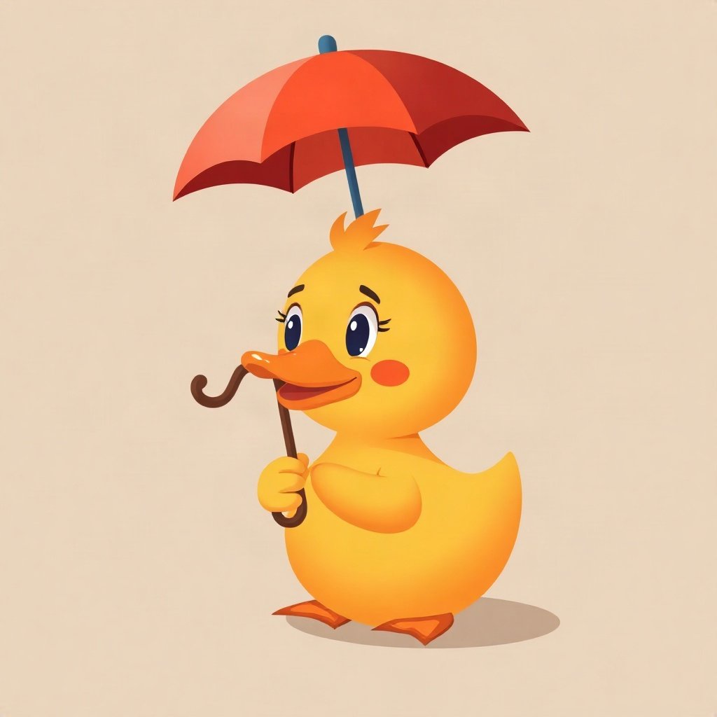 duck pfp — round rubber-duck style character, flat cartoon style, with a little umbrella