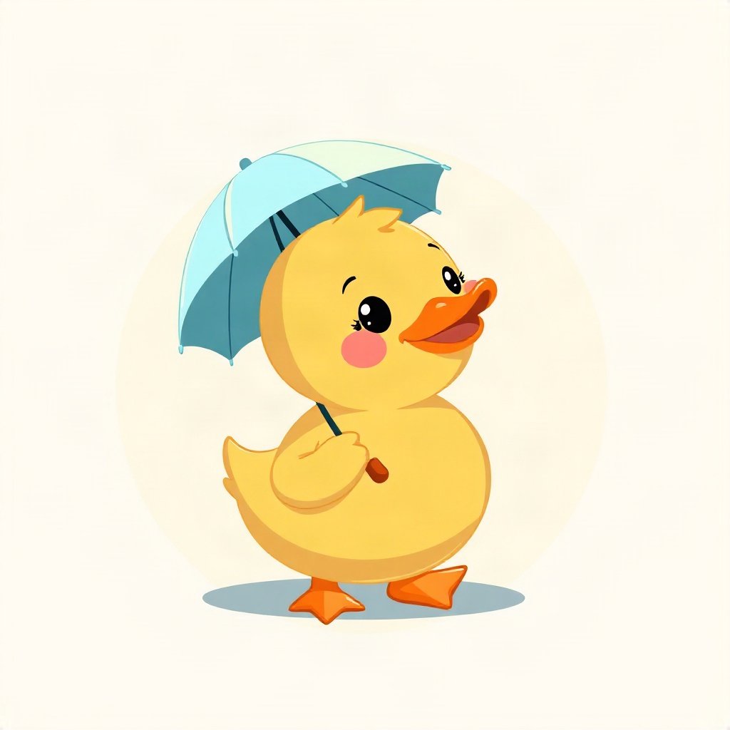 duck pfp — round rubber-duck style character, flat cartoon style, with a little umbrella