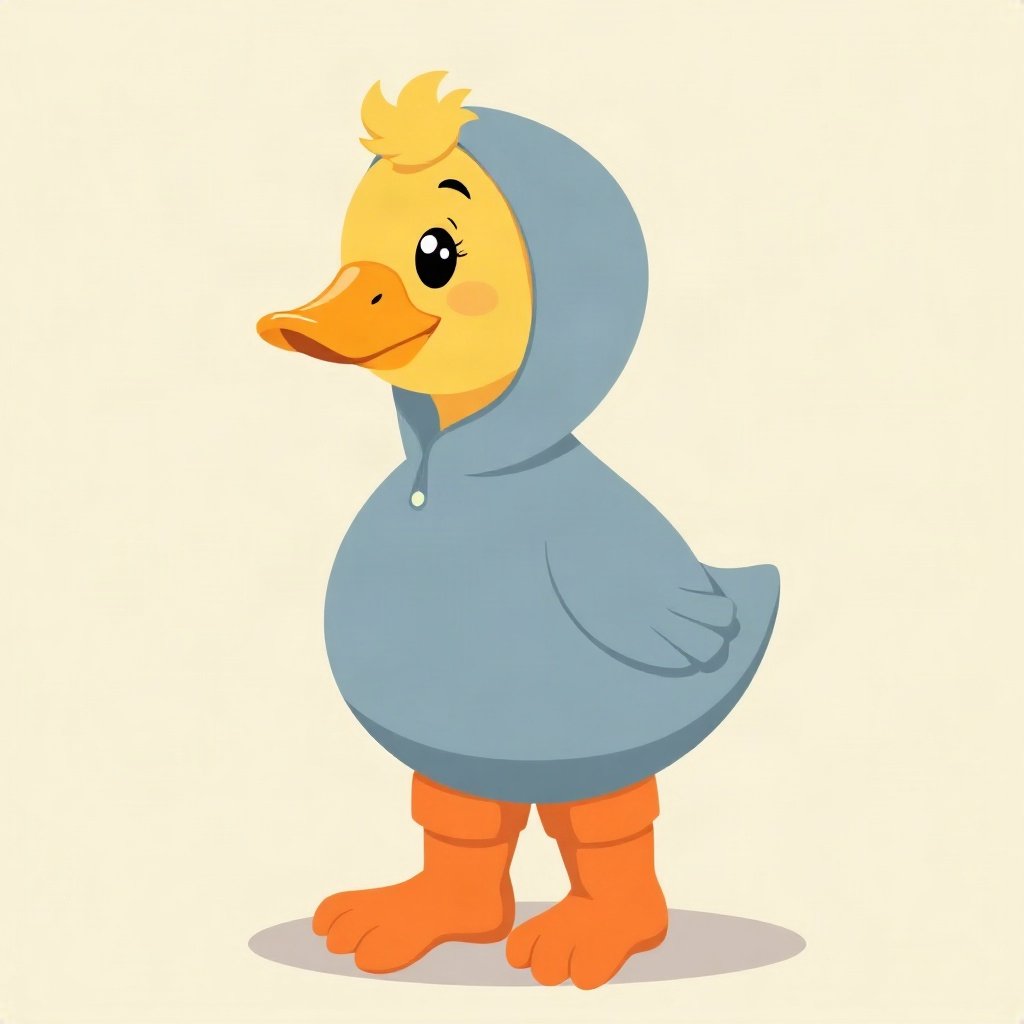 duck pfp — round rubber-duck style character, flat cartoon style, wearing rain boots