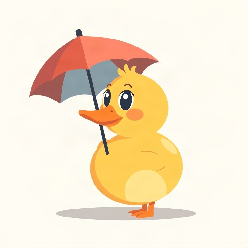 duck pfp — round rubber-duck style character, flat cartoon style, with a little umbrella
