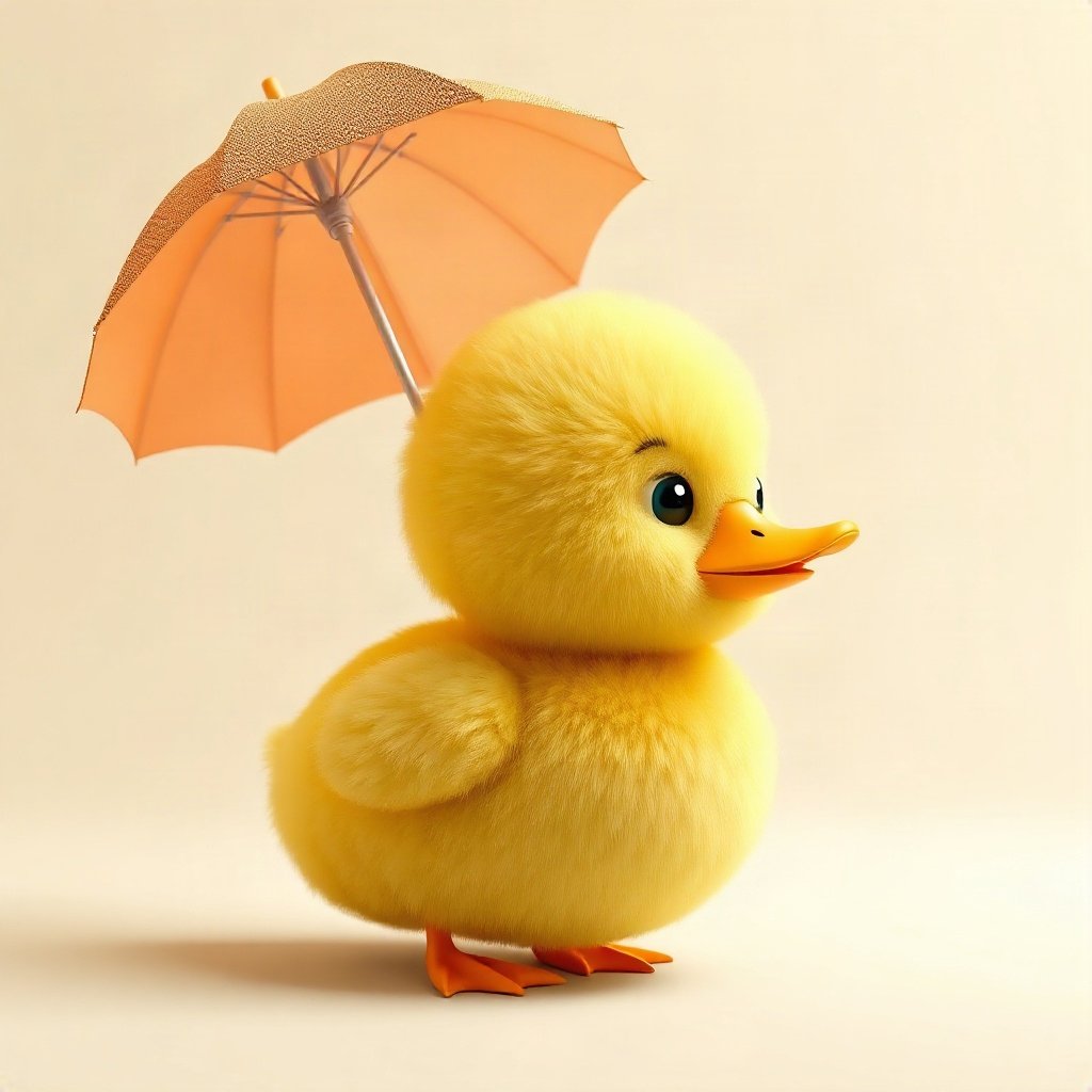 duck pfp — fluffy yellow duckling, soft 3d render, with a little umbrella