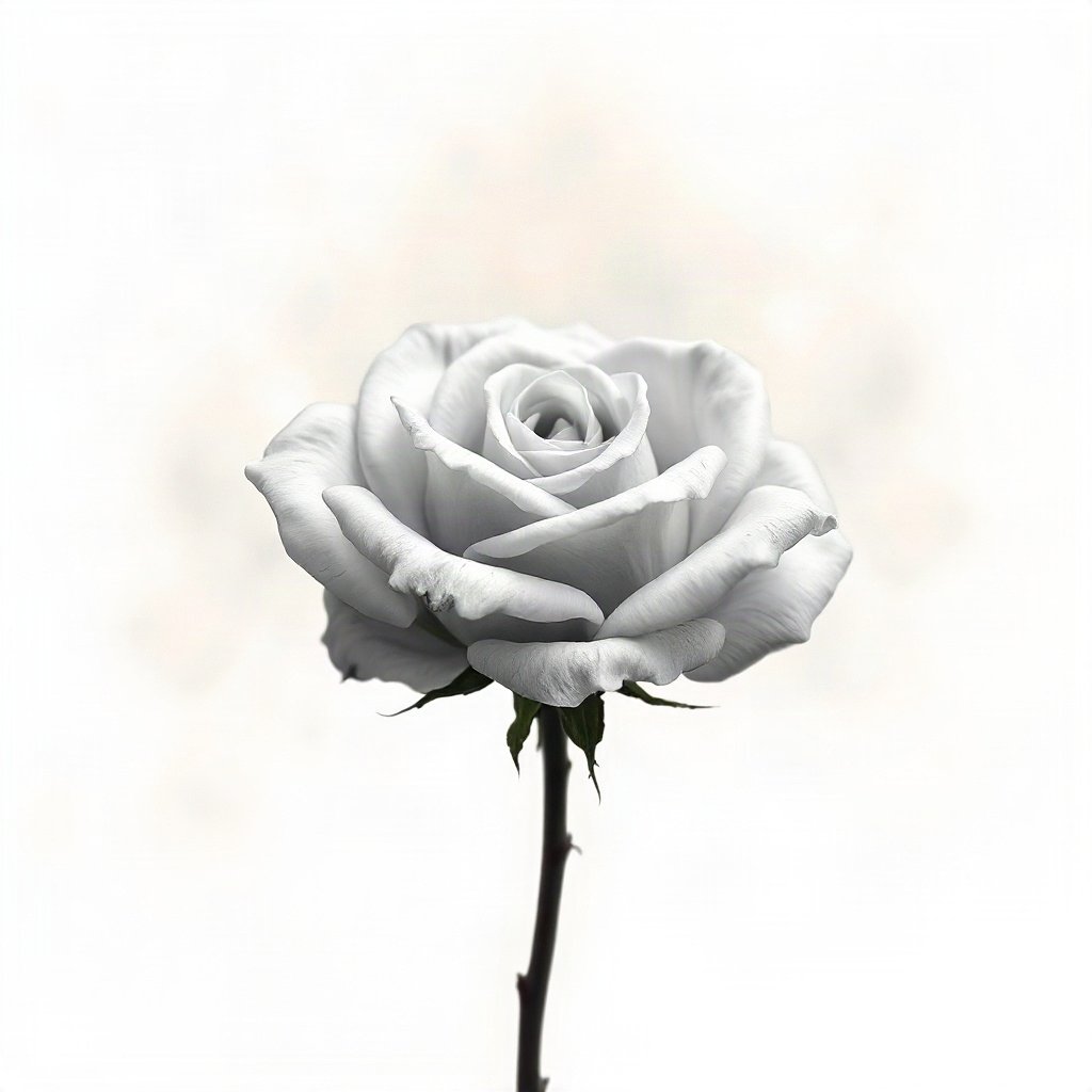 flower pfp — single rose in bloom, dreamy digital painting, monochrome with one color accent