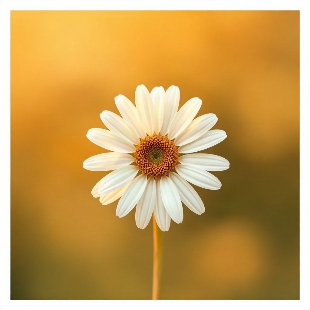 flower pfp — white daisy macro, minimal flat illustration, rich warm tones