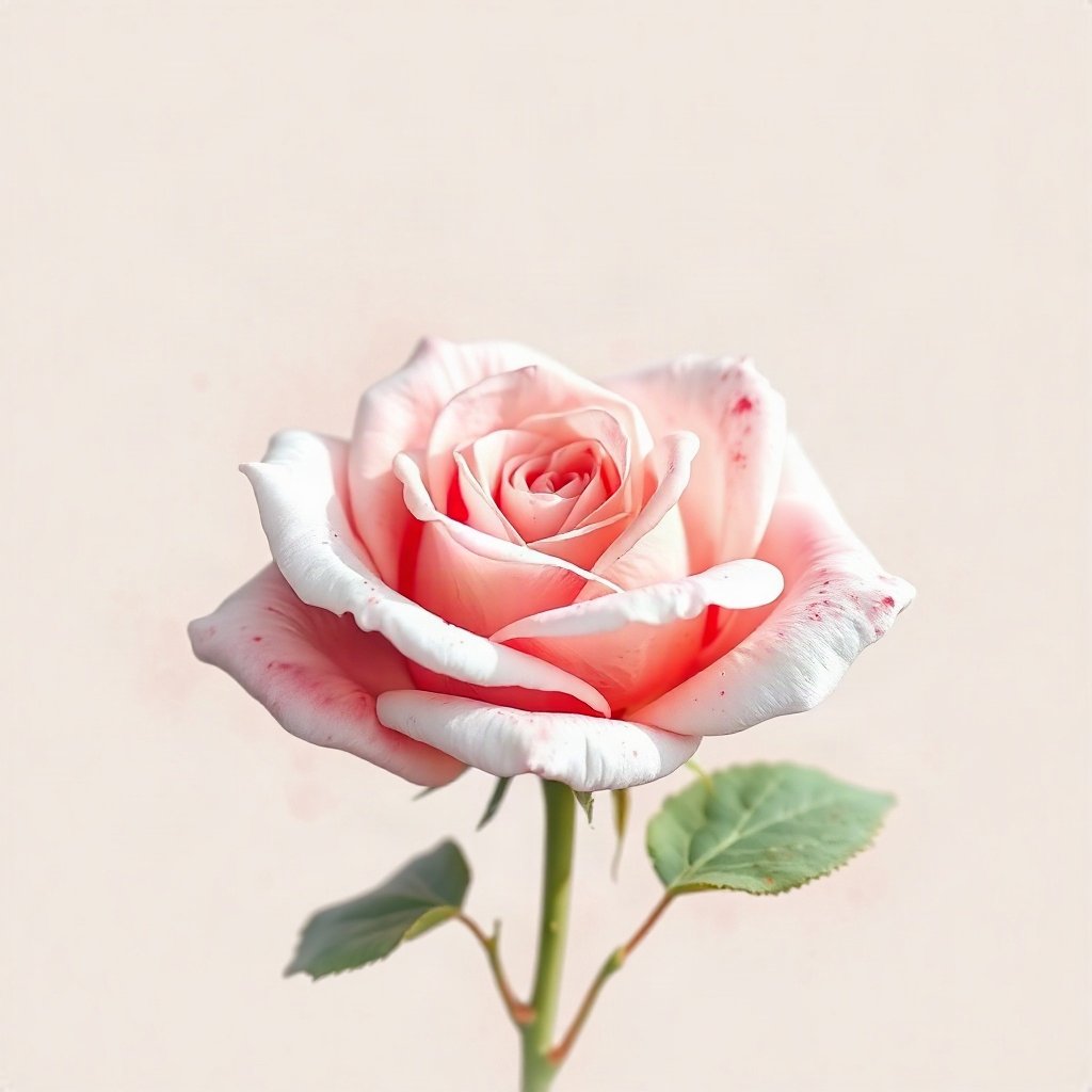 flower pfp — single rose in bloom, watercolor wash, cool dawn tones