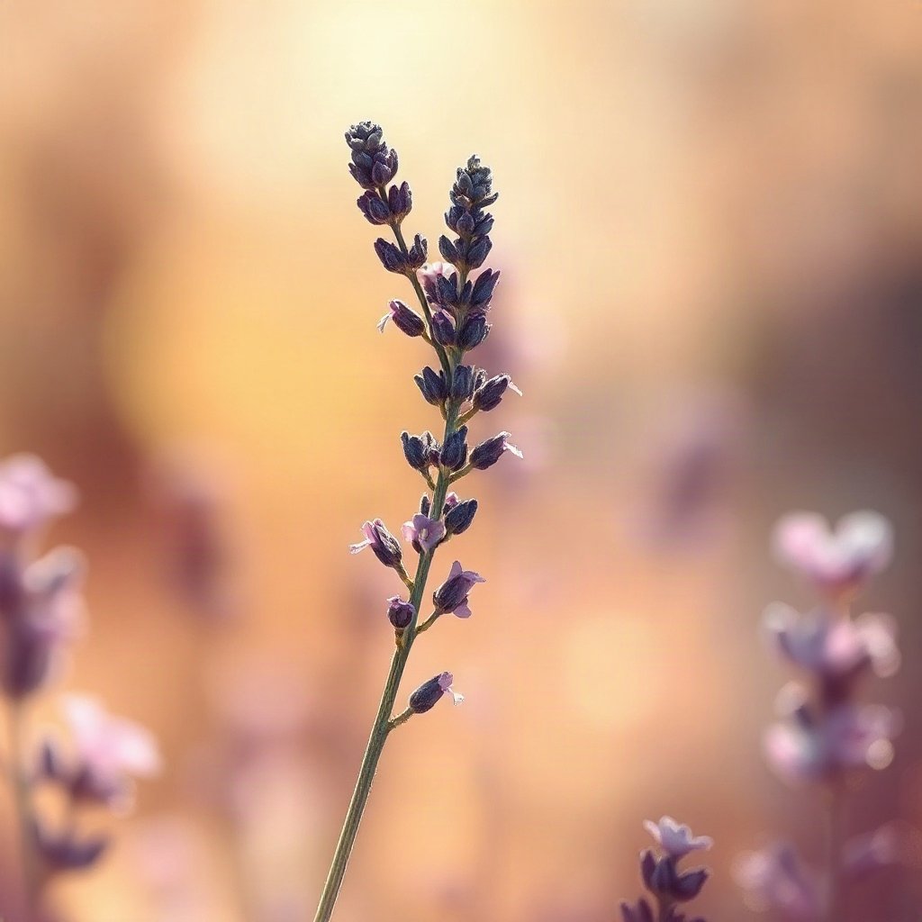 flower pfp — lavender sprig, dreamy digital painting, rich warm tones