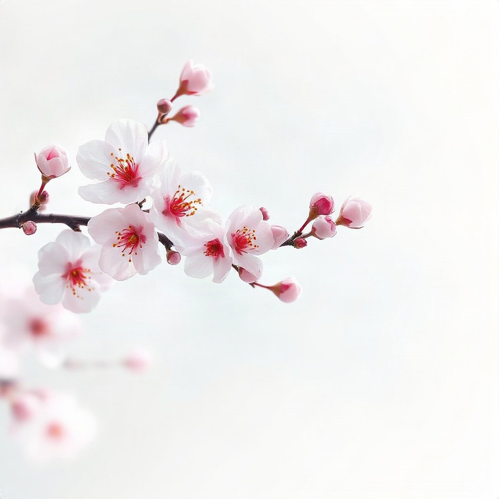 flower pfp — cherry blossom branch, watercolor wash, soft pastel palette