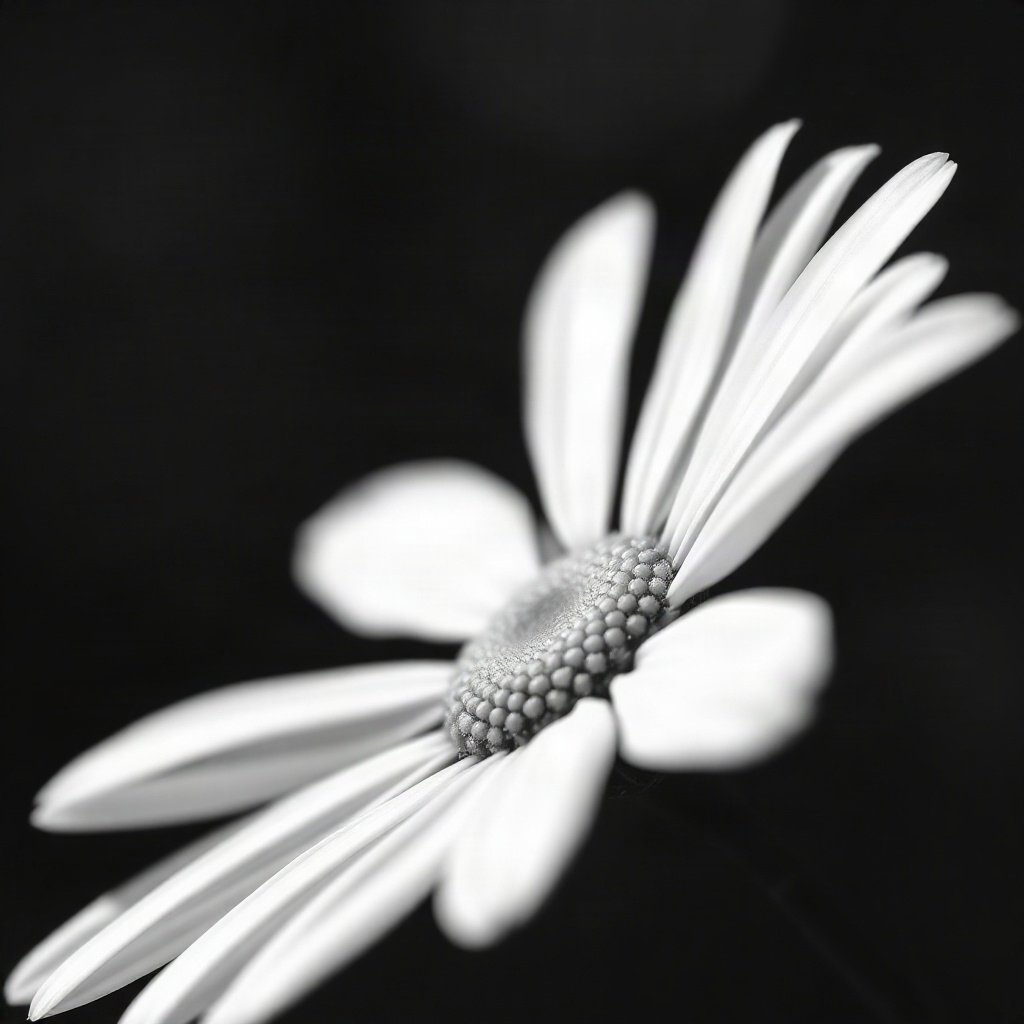 flower pfp — white daisy macro, minimal flat illustration, monochrome with one color accent