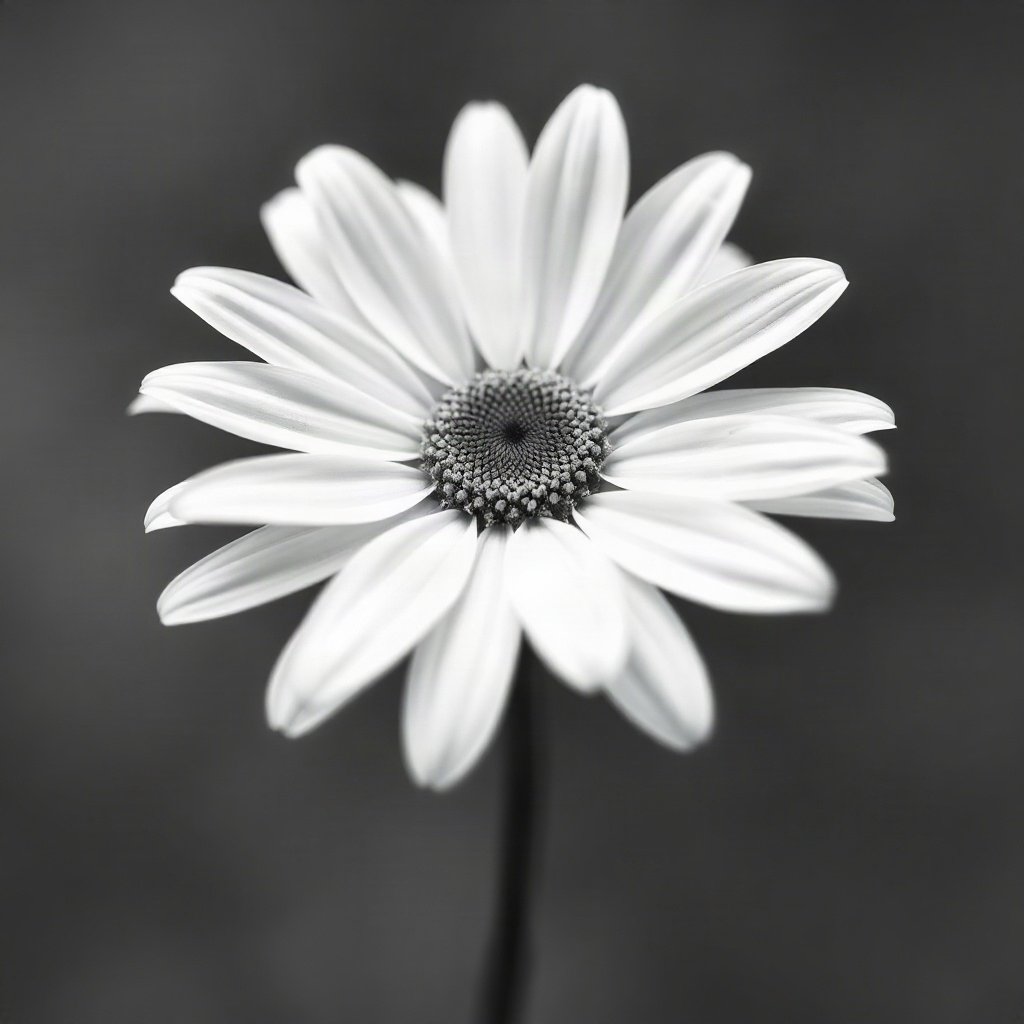 flower pfp — white daisy macro, watercolor wash, monochrome with one color accent
