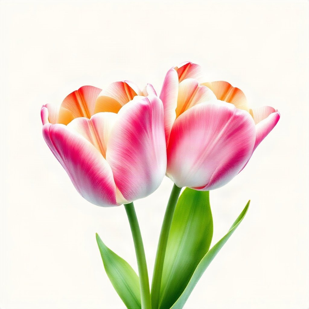 flower pfp — tulip pair, watercolor wash, soft pastel palette