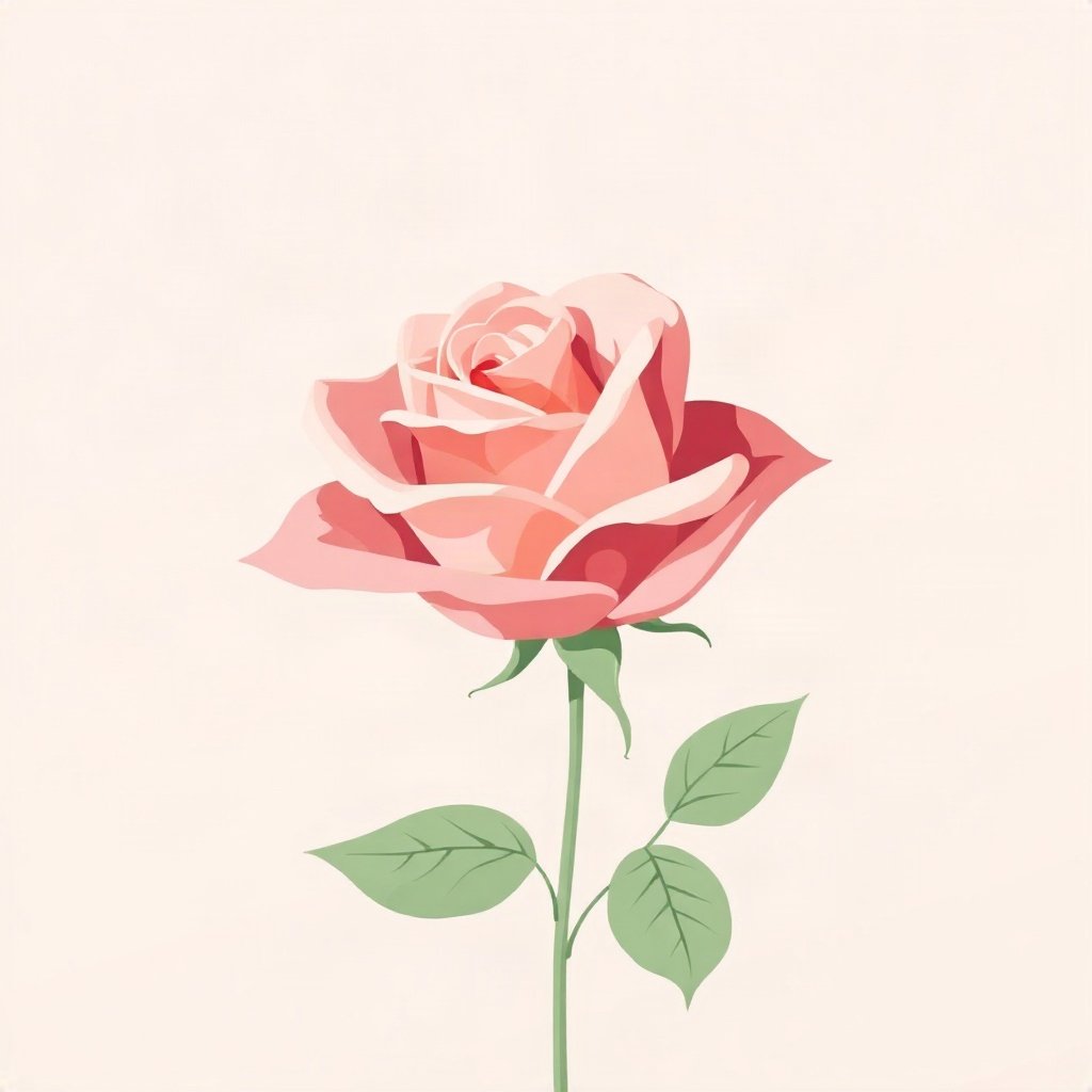 flower pfp — single rose in bloom, minimal flat illustration, soft pastel palette