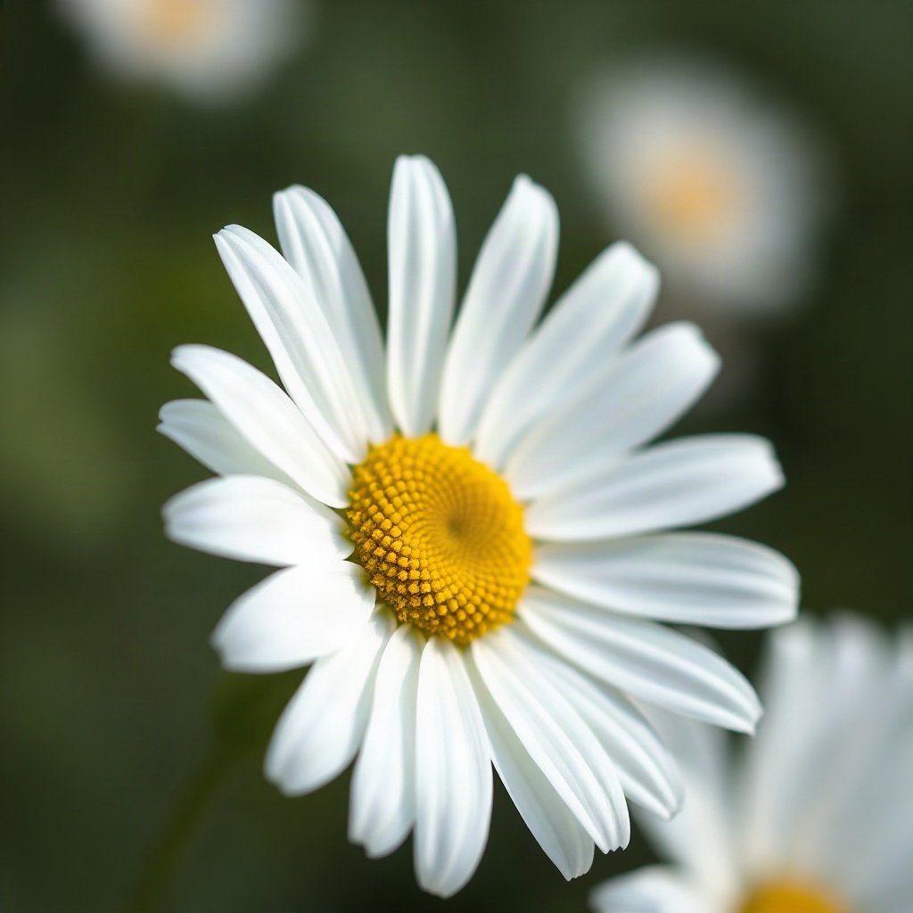 flower pfp — white daisy macro, soft macro photography style, soft pastel palette