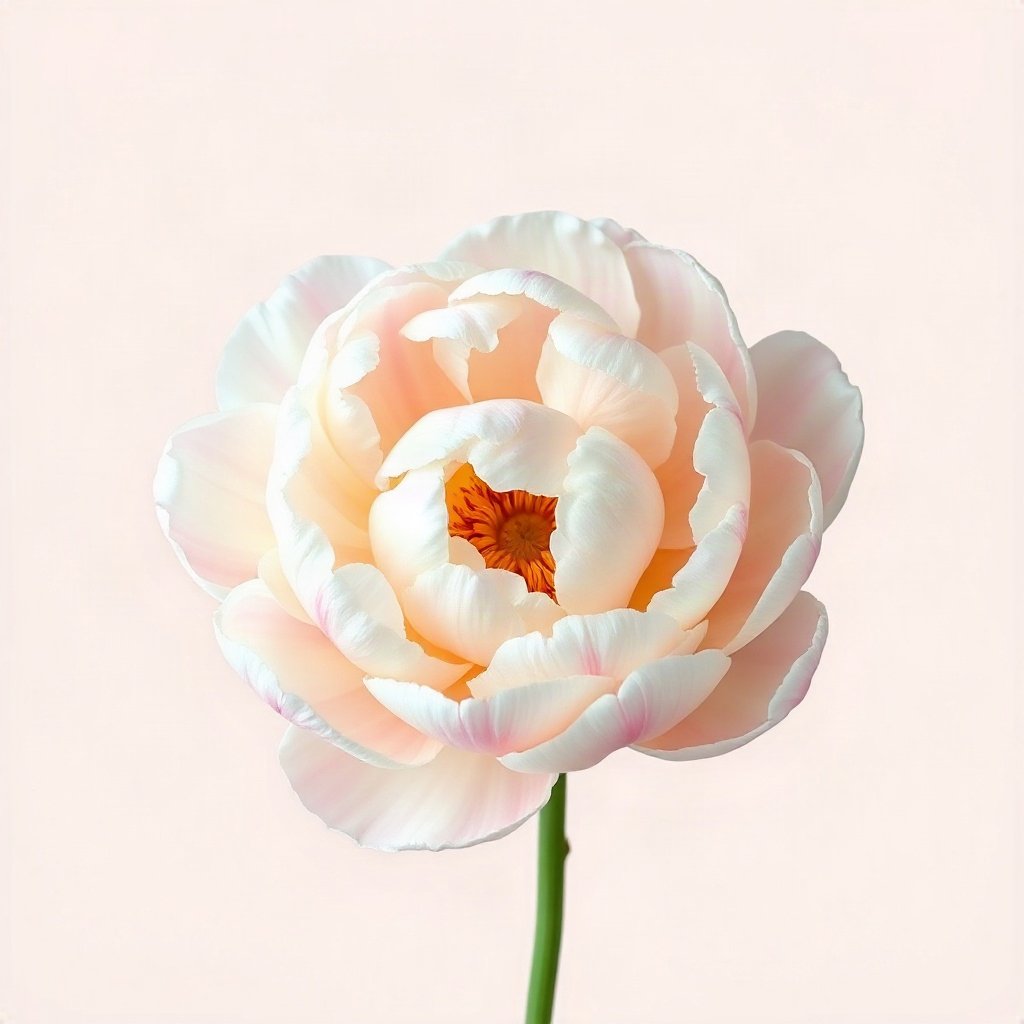 flower pfp — peony unfolding, minimal flat illustration, soft pastel palette