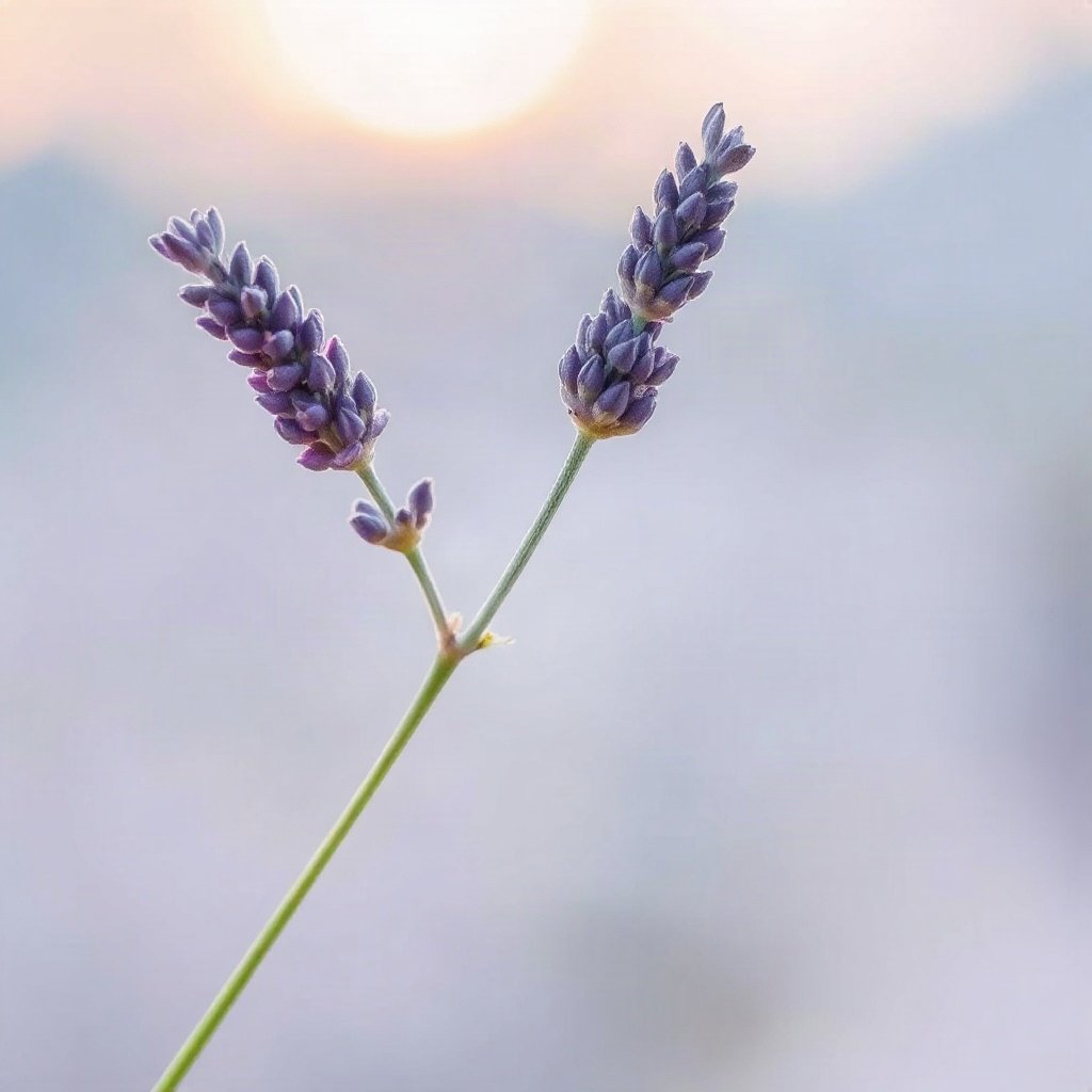 flower pfp — lavender sprig, watercolor wash, cool dawn tones