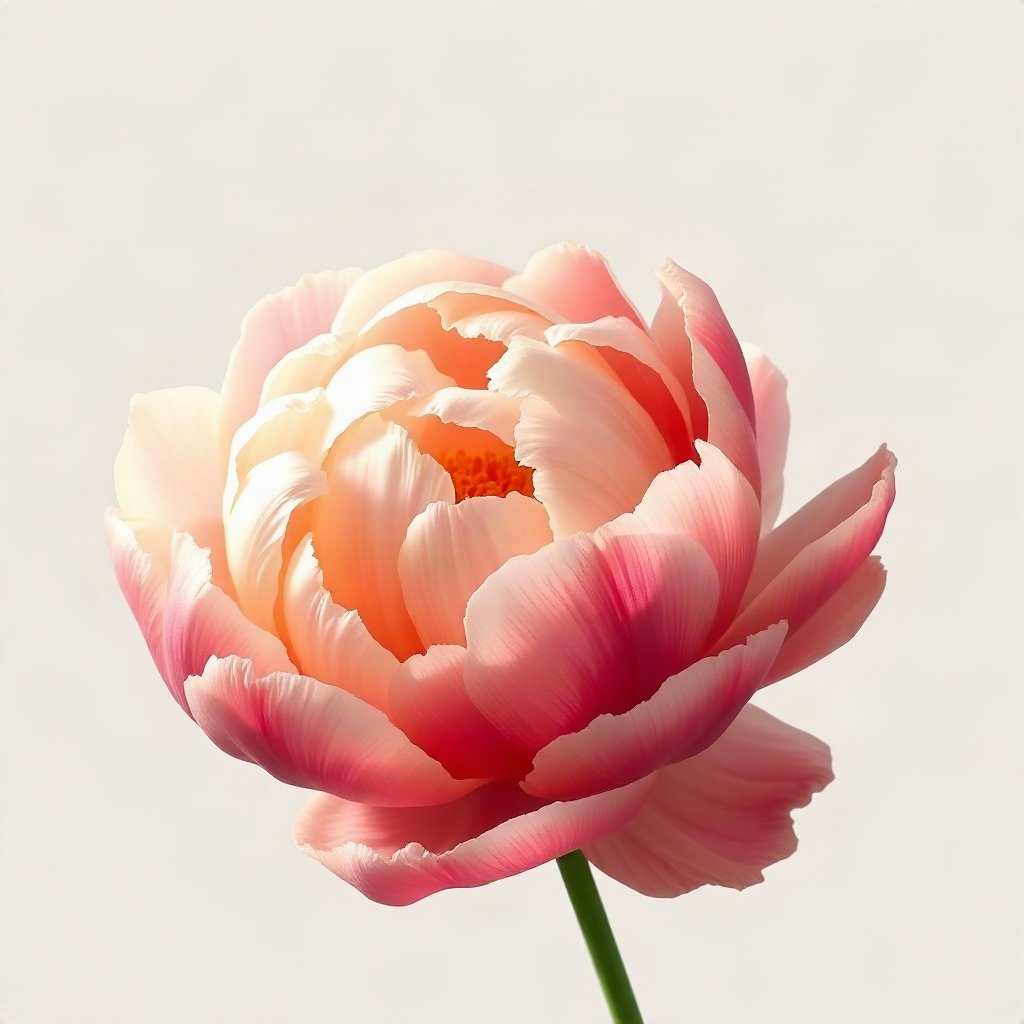 flower pfp — peony unfolding, minimal flat illustration, cool dawn tones