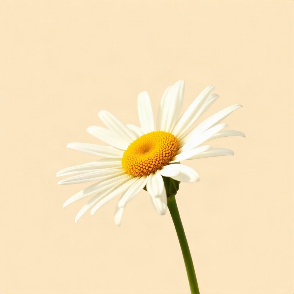 flower pfp — white daisy macro, minimal flat illustration, rich warm tones
